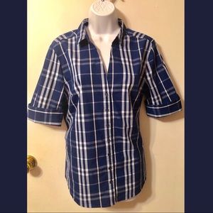 NY&C Blue/White V Neck Striped Top